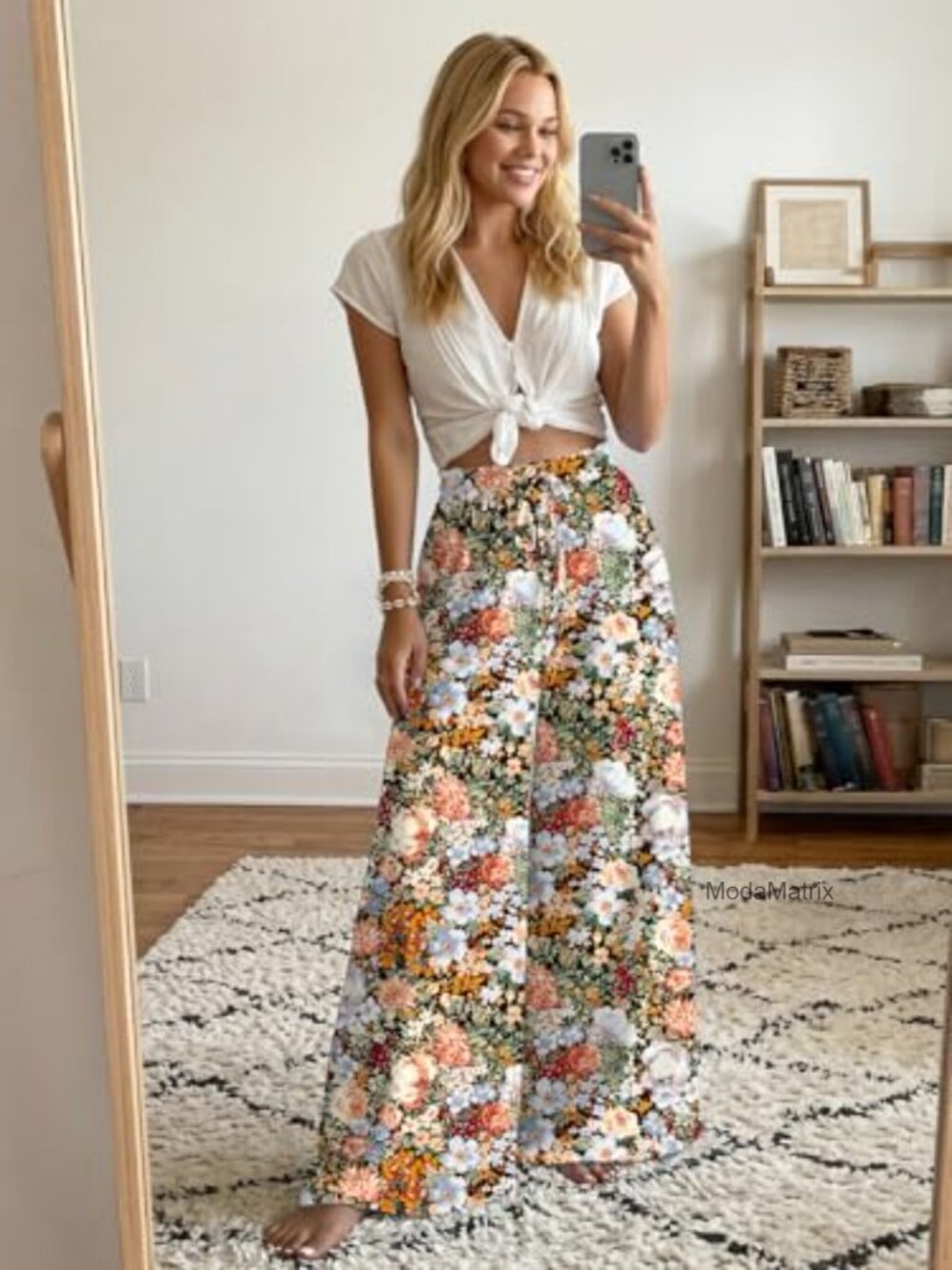 High Waist Wide Leg Palazzo Pants with Pockets - Picture 6 of 7